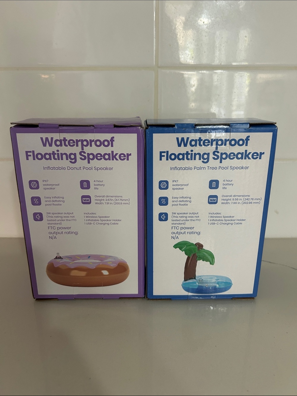 Waterproof Floating Speaker - Palm Tree & Donut Designs (Blue, Purple, Brown) - Picture 2 of 2